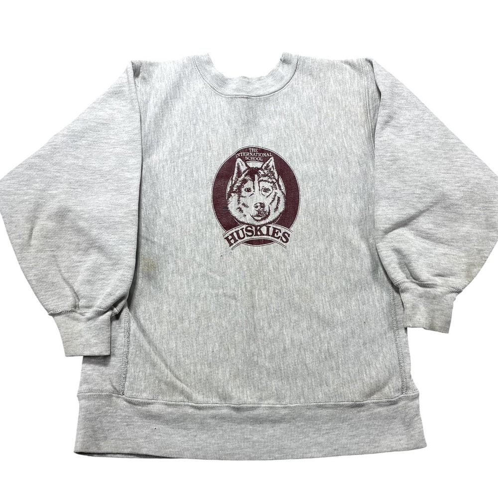 Vintage Huskies Sweatshirt Boys Medium Gray School Champion Reverse Weave USA